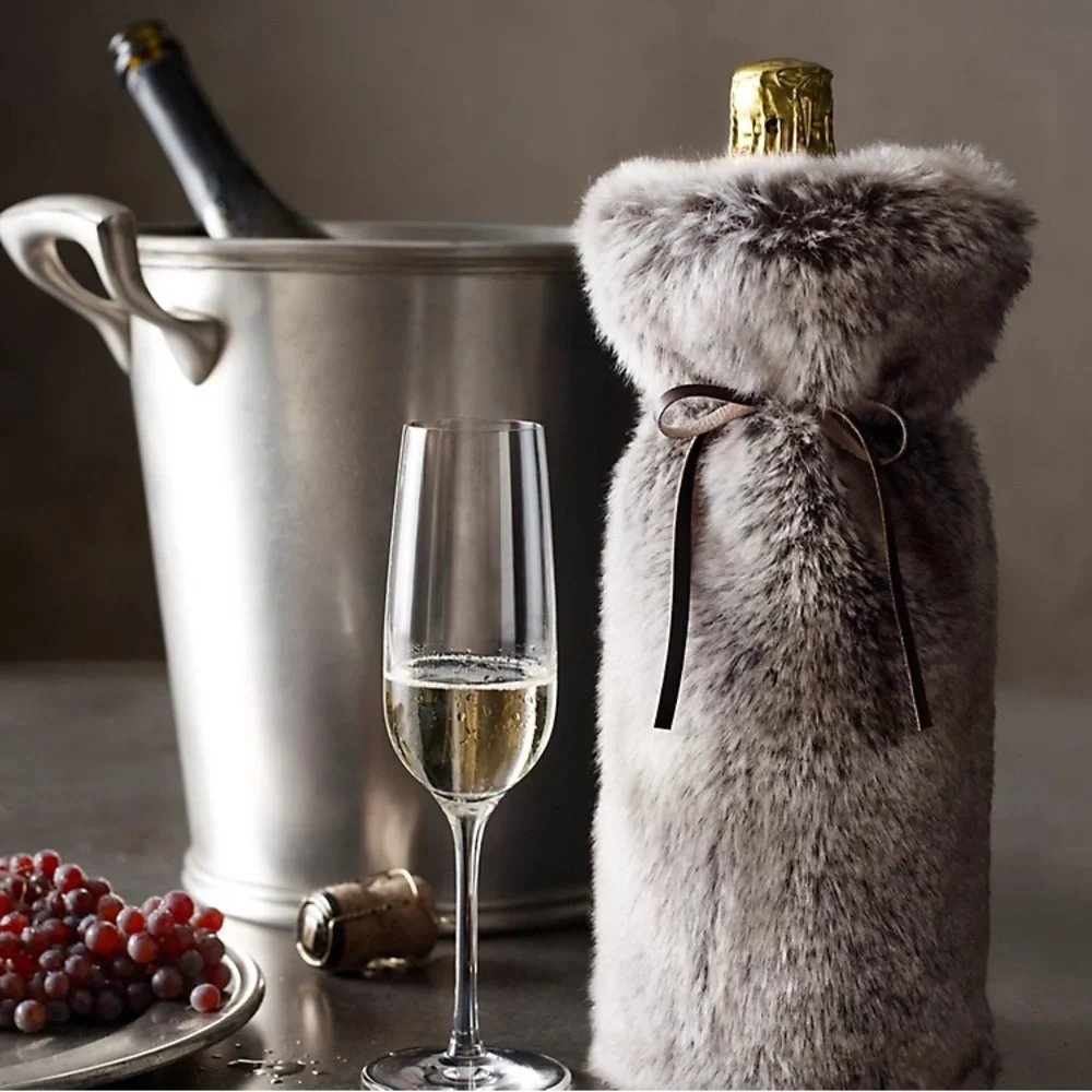 NWOT! Restoration Hardware Luxe Faux Fur Wine Bag